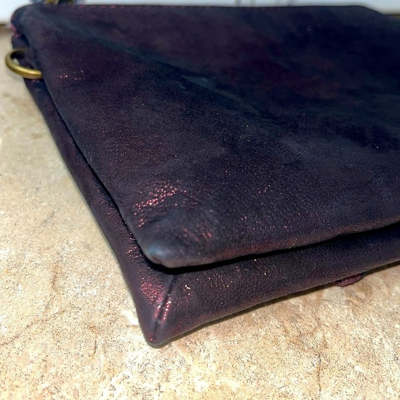 Anthropologie Women’s Leather Jackson Metallic Leather Wristlet, Maroon - Picture 12 of 15